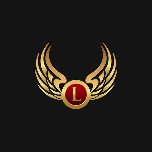 Lyx Letter L Emblem Wings logo design koncept mall vektor
