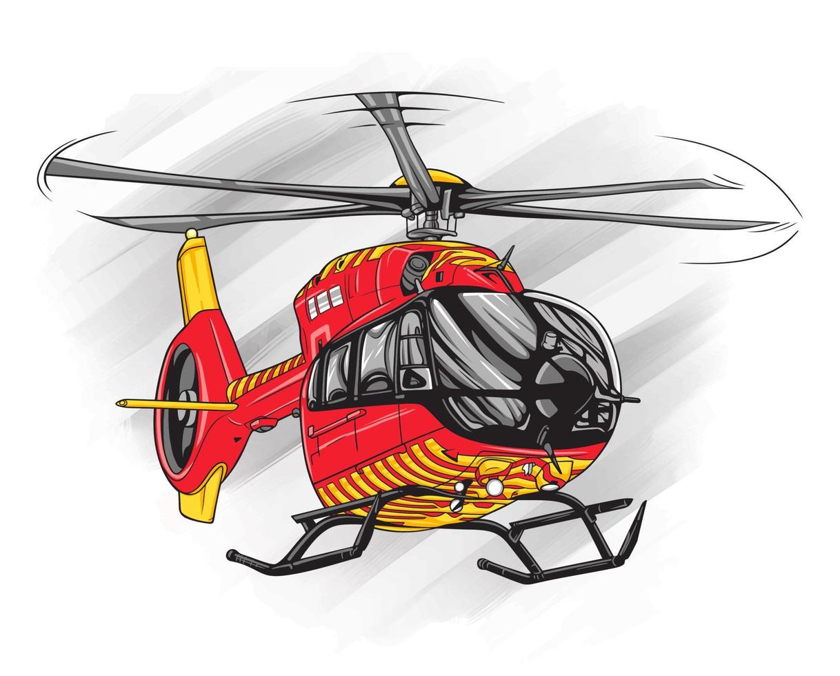 rote und gelbe Rettungshelikopter-Vektorclipart vektor
