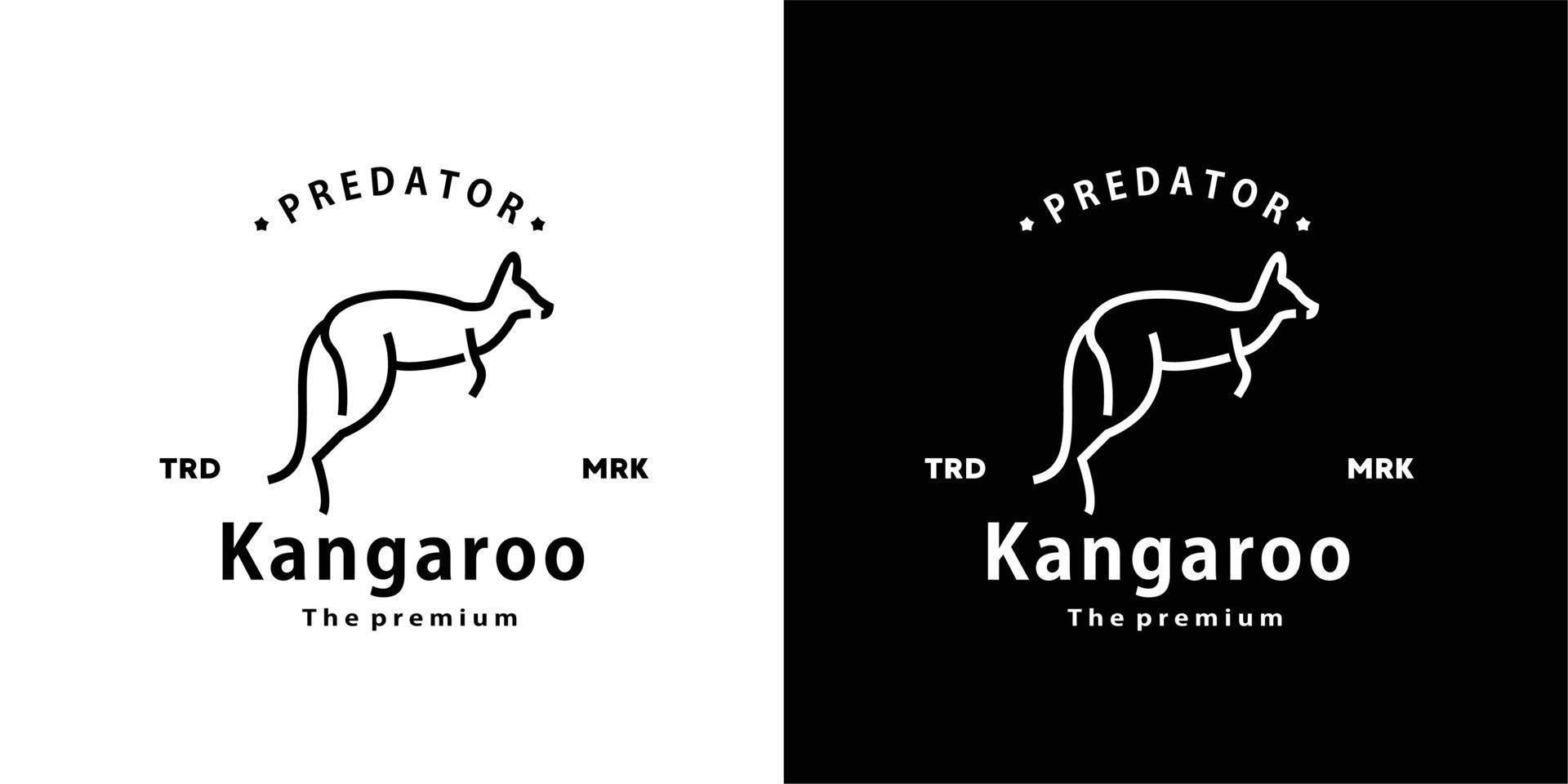 vintage retro hipster känguru logotyp vektor kontur monoline konst ikon