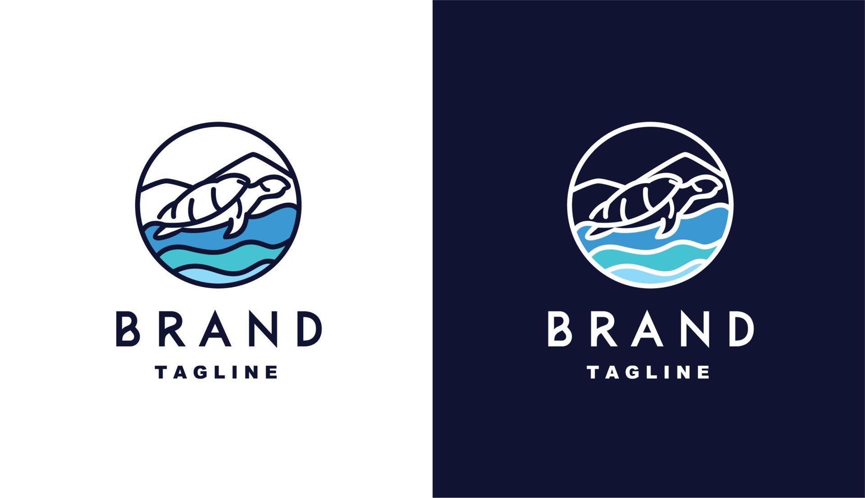 vektor sköldpadda i havet minimalistisk enkel logotyp perfekt för alla märken och företag