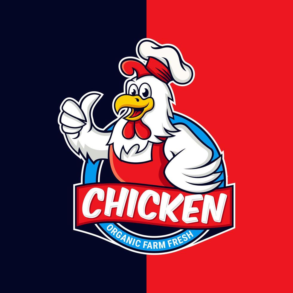 kyckling maskot logotyp vektor. kyckling vektorillustration. ekologisk gård vektor logotypdesign