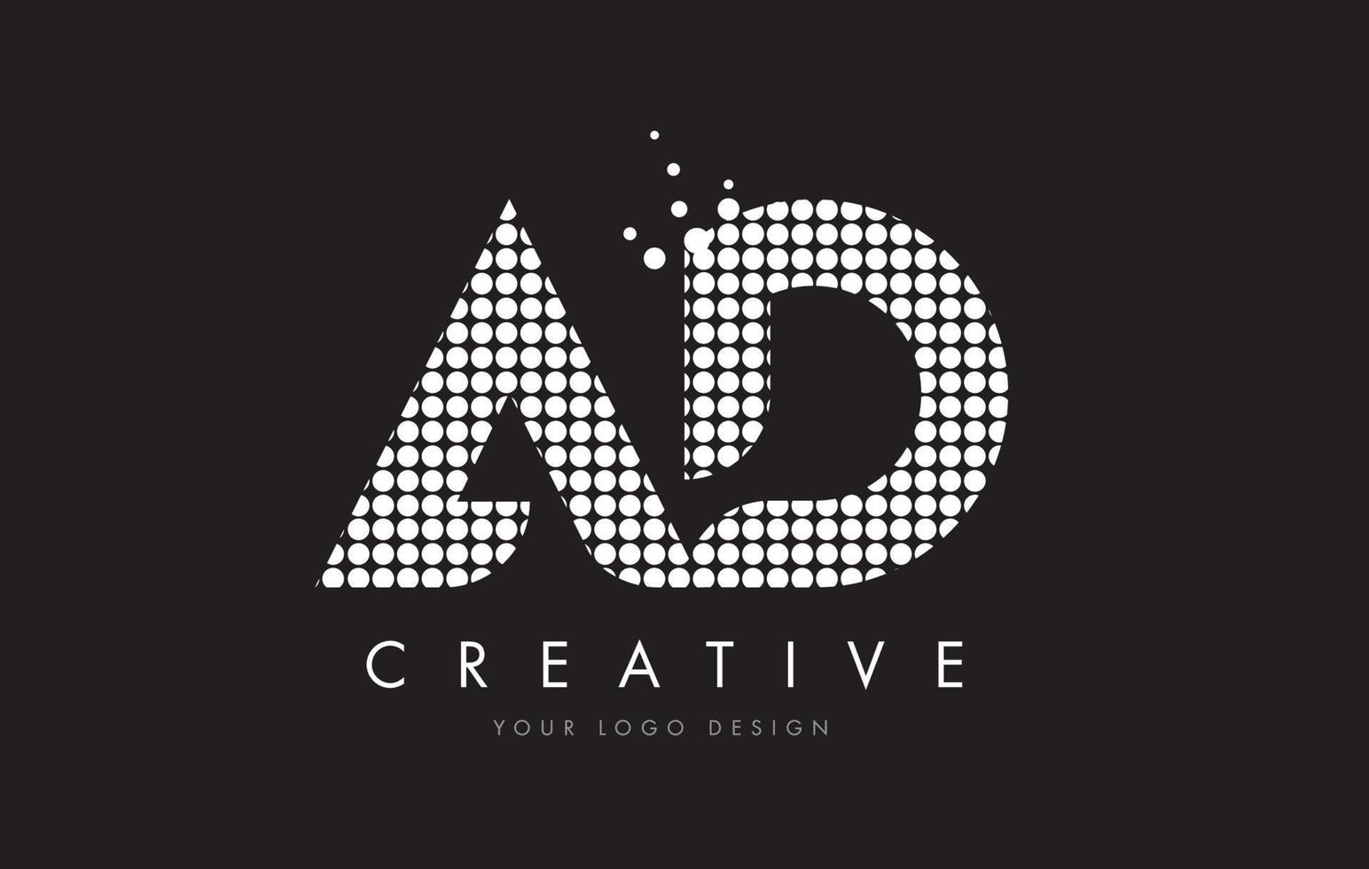 ad ad letter logo design weiße magentafarbene punkte und swoosh vektor