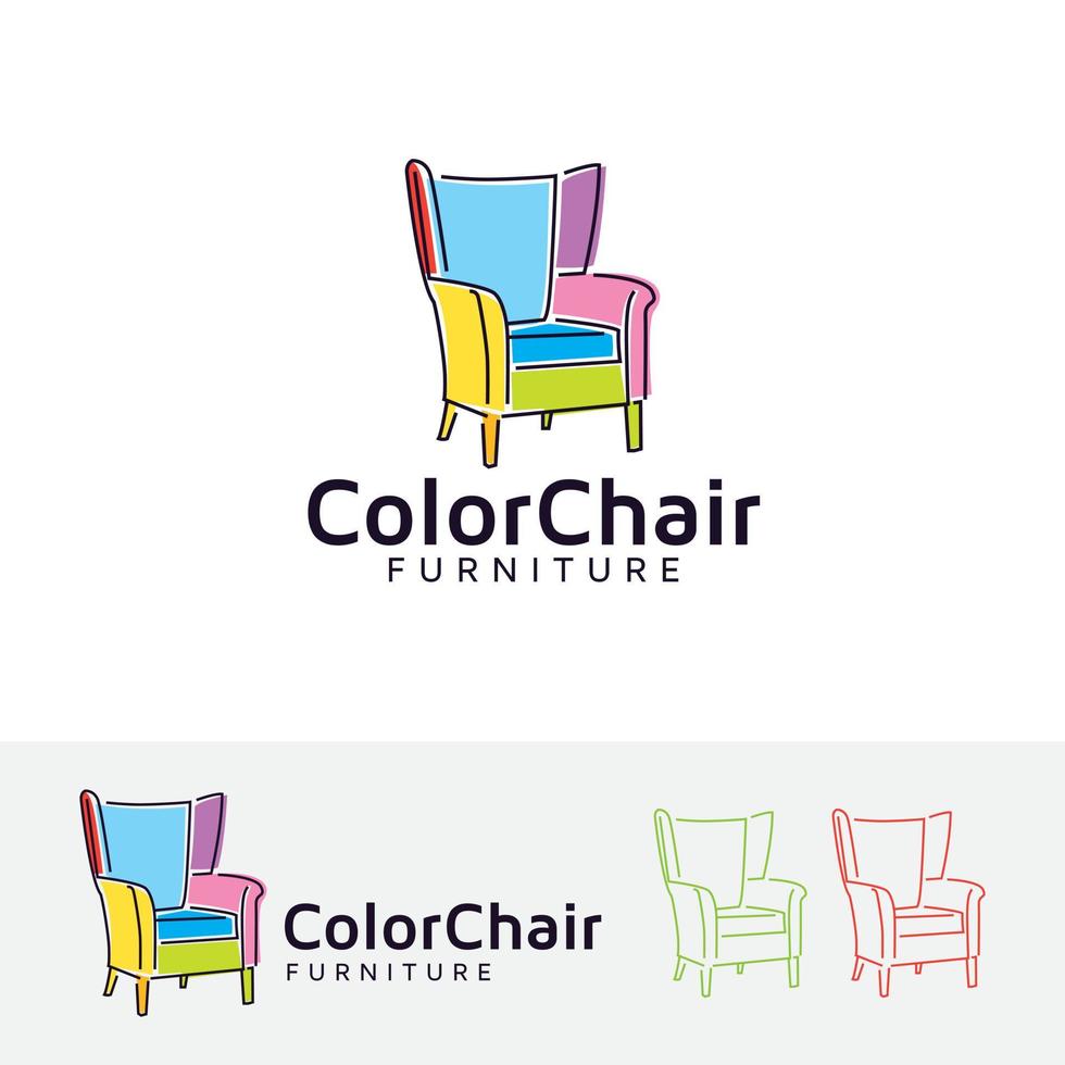 farbenfrohes stuhlkonzept-logo-design vektor