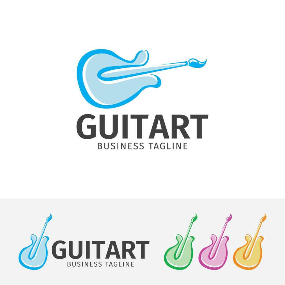 gitarr och konst koncept logotyp design vektor