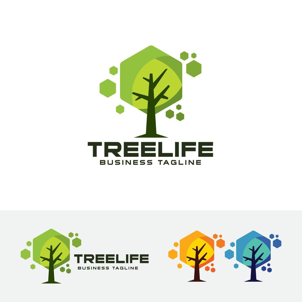 sechseckiges Baum-Logo-Design vektor