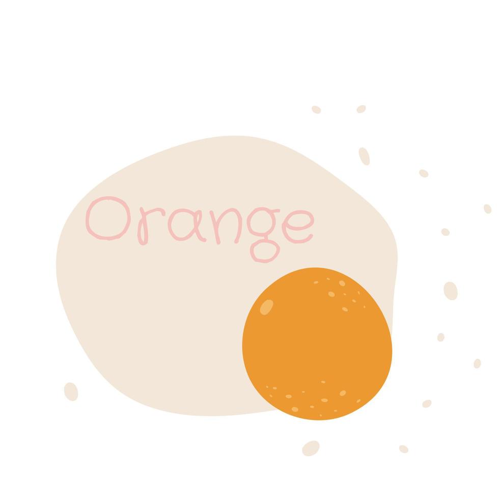 platt orange handritad vektorillustration. mogen frukt, saftig organisk mat abstrakt ritning isolerad på pastell beige bakgrund. trendig heminredning. modernt färgtryck vektor