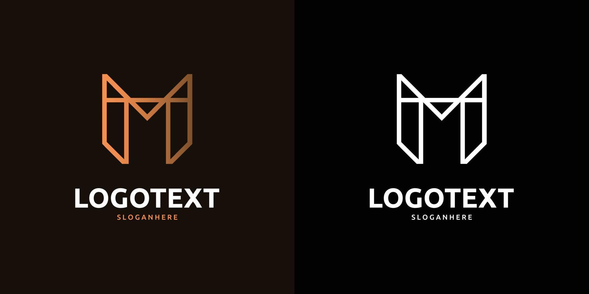 m bokstav gyllene logotyp abstrakt design på mörk färgbakgrund, m alfabetets logotyp vektor