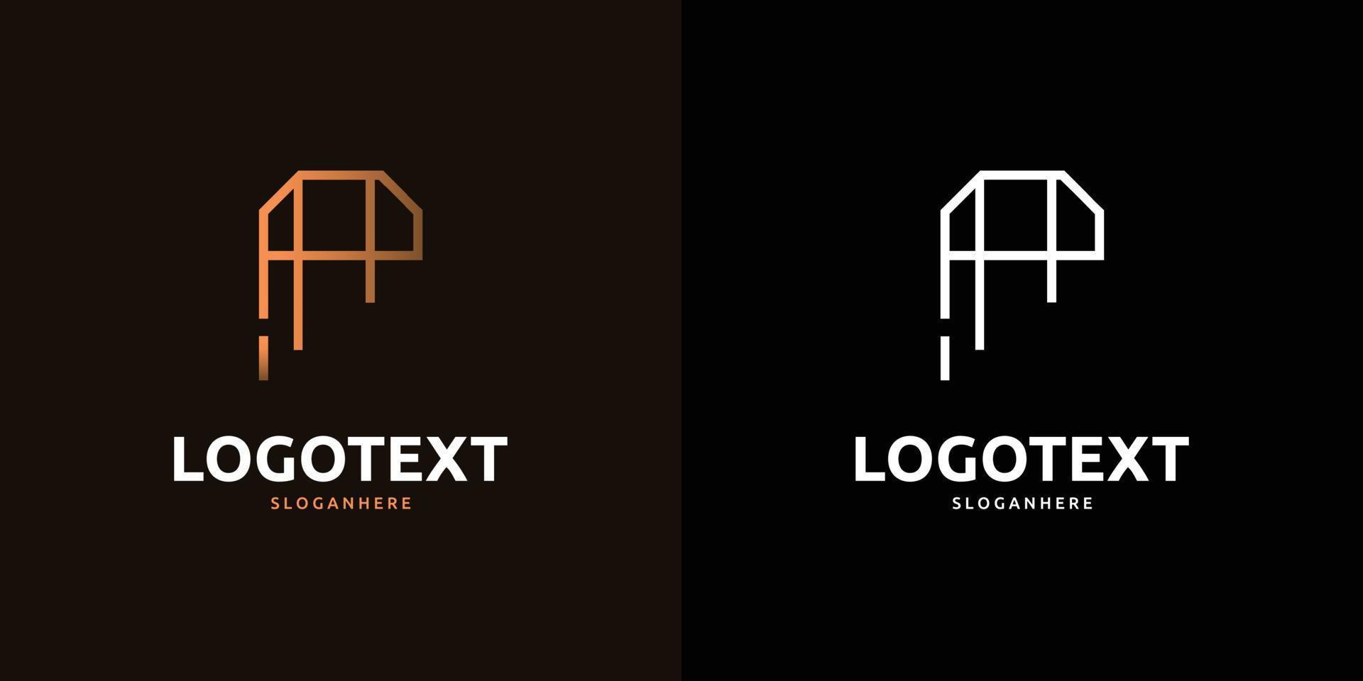 p bokstav gyllene logotyp abstrakt design på mörk bakgrund, p alfabetet logotyp vektor