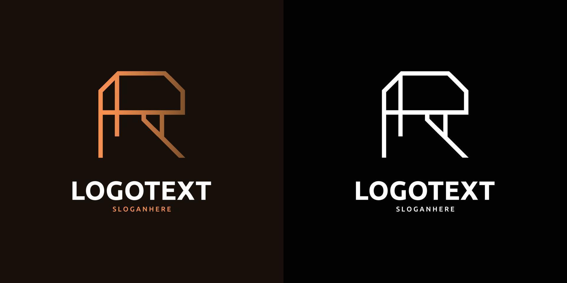 r bokstav gyllene logotyp abstrakt design på mörk färgbakgrund, r alfabetets logotyp vektor