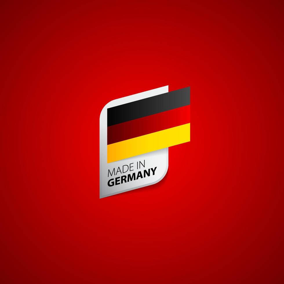 tillverkad i tyskland etikett vektorillustration, design av flagga badge tecken klistermärke för produkt media marknadsföring vektor