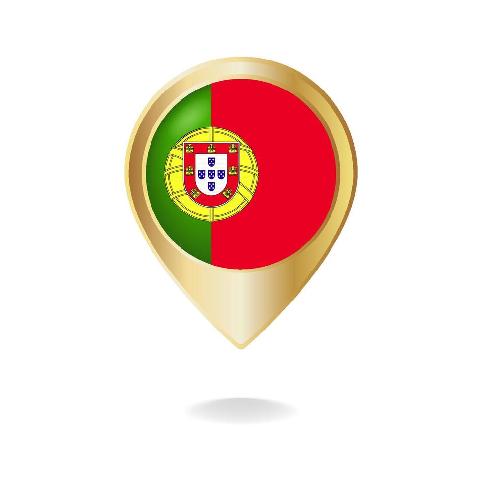 portugal-flagge auf goldener zeigerkarte, vektorillustration eps.10 vektor