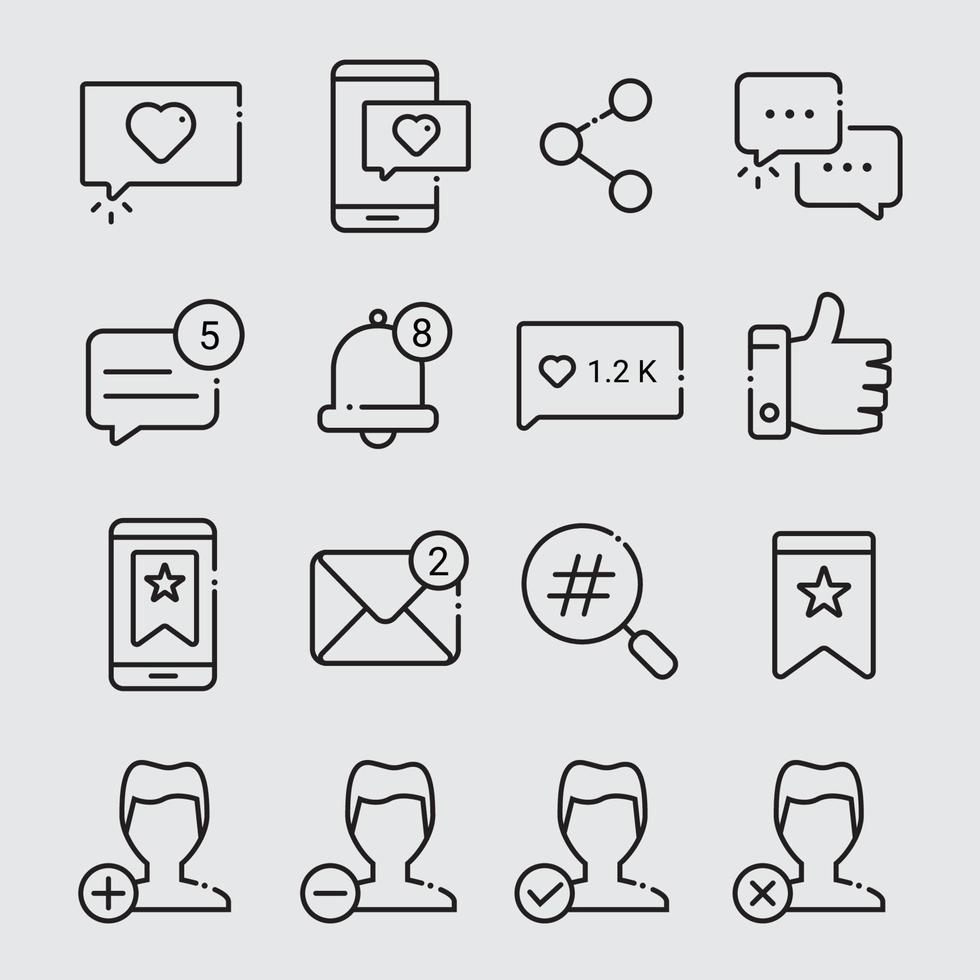 skissera ikoner för sociala medier vektor