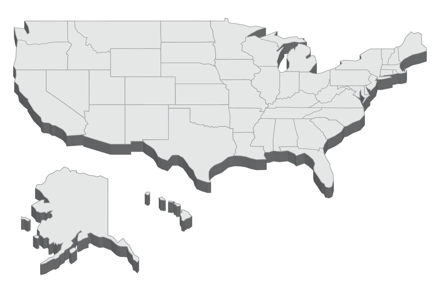 3D-Kartendarstellung der Vereinigten Staaten vektor