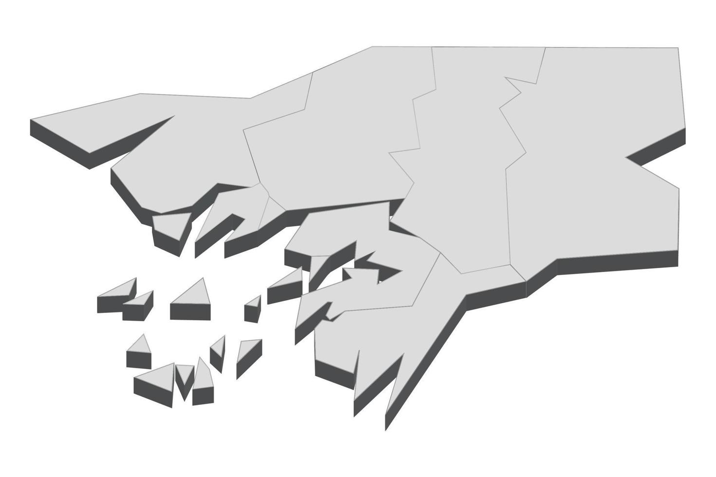 3D-Kartendarstellung von Guinea-Bissau vektor