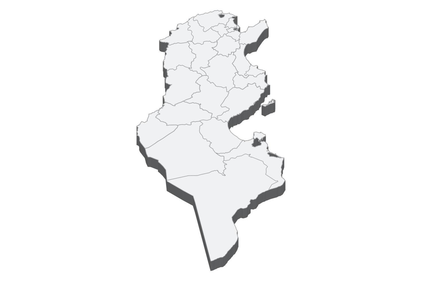 3D-Kartendarstellung von Tunesien vektor