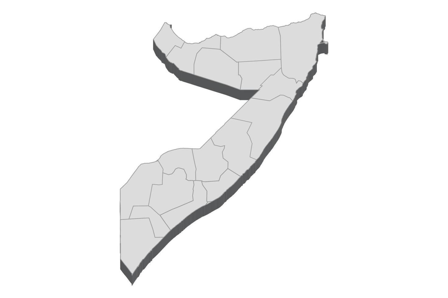 3D-Kartendarstellung von Somalia vektor