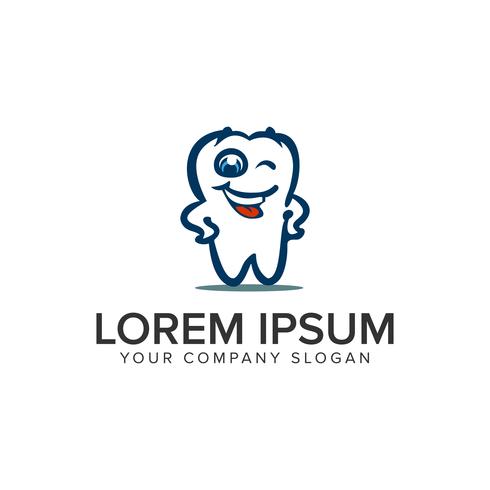 Lächeln dental Cartoon Logo Design-Konzept-Vorlage. vektor