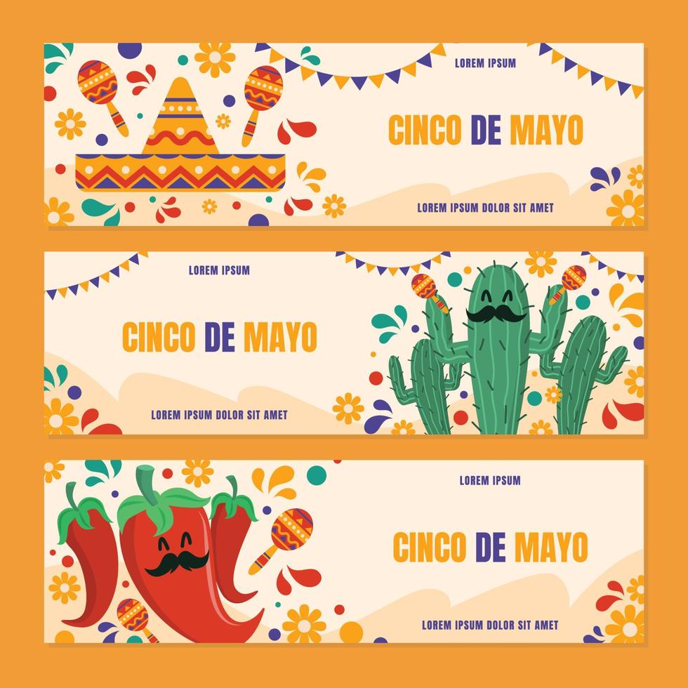 cinco de mayo-banneruppsättning vektor