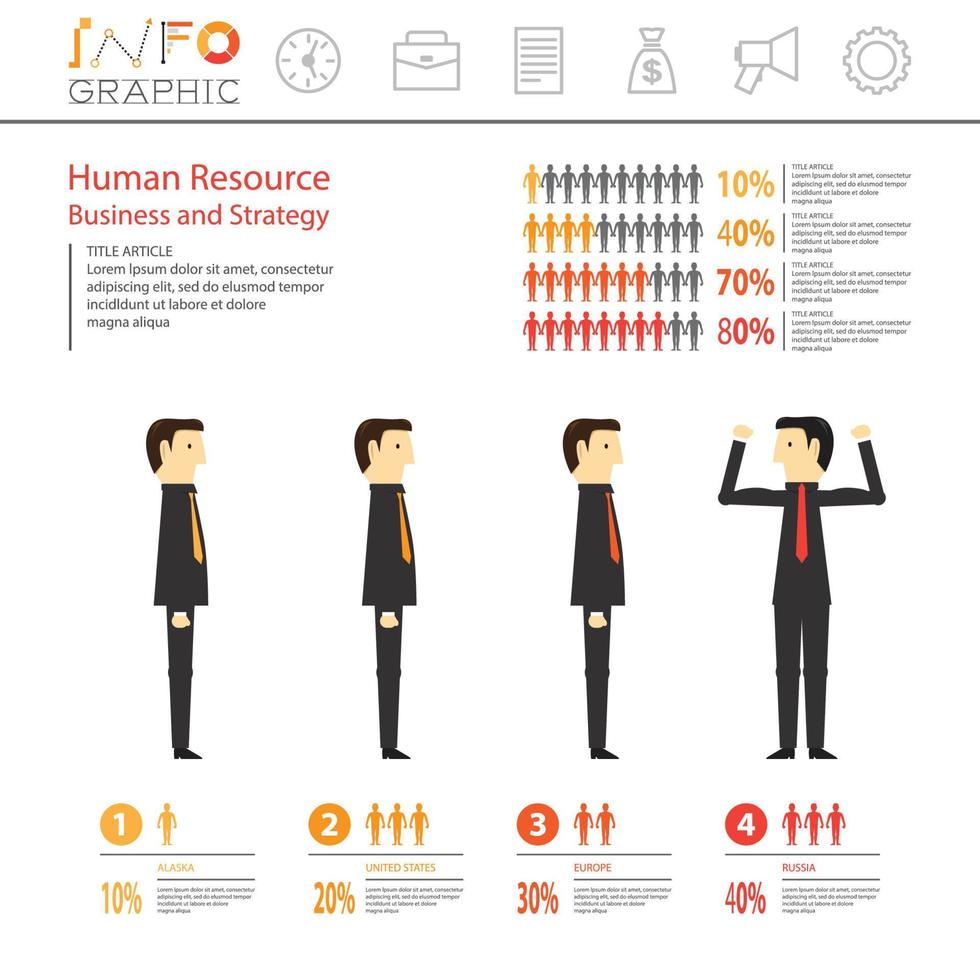 infographic mänskliga resurser verksamhet och strategi vektor