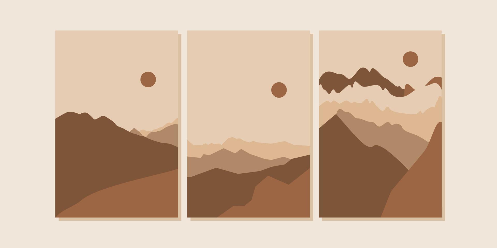 Reihe von abstrakten Boho-Landschaftsplakaten vektor