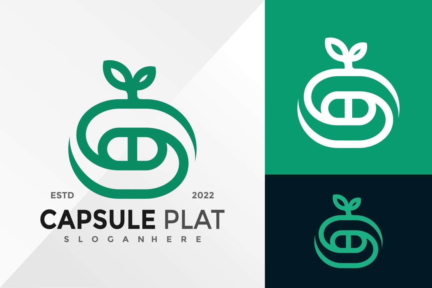 Kapsel Pille Pflanze Logo Design Vektor Illustration Vorlage