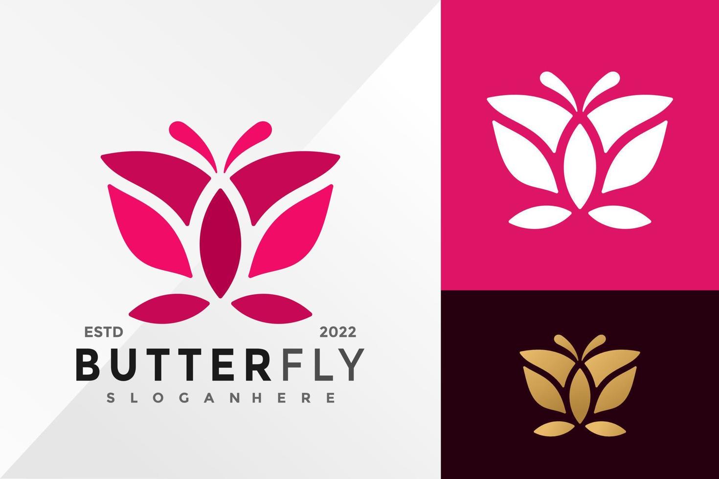 Schmetterling Tulpe Blume Logo Design Vektor Illustration Vorlage
