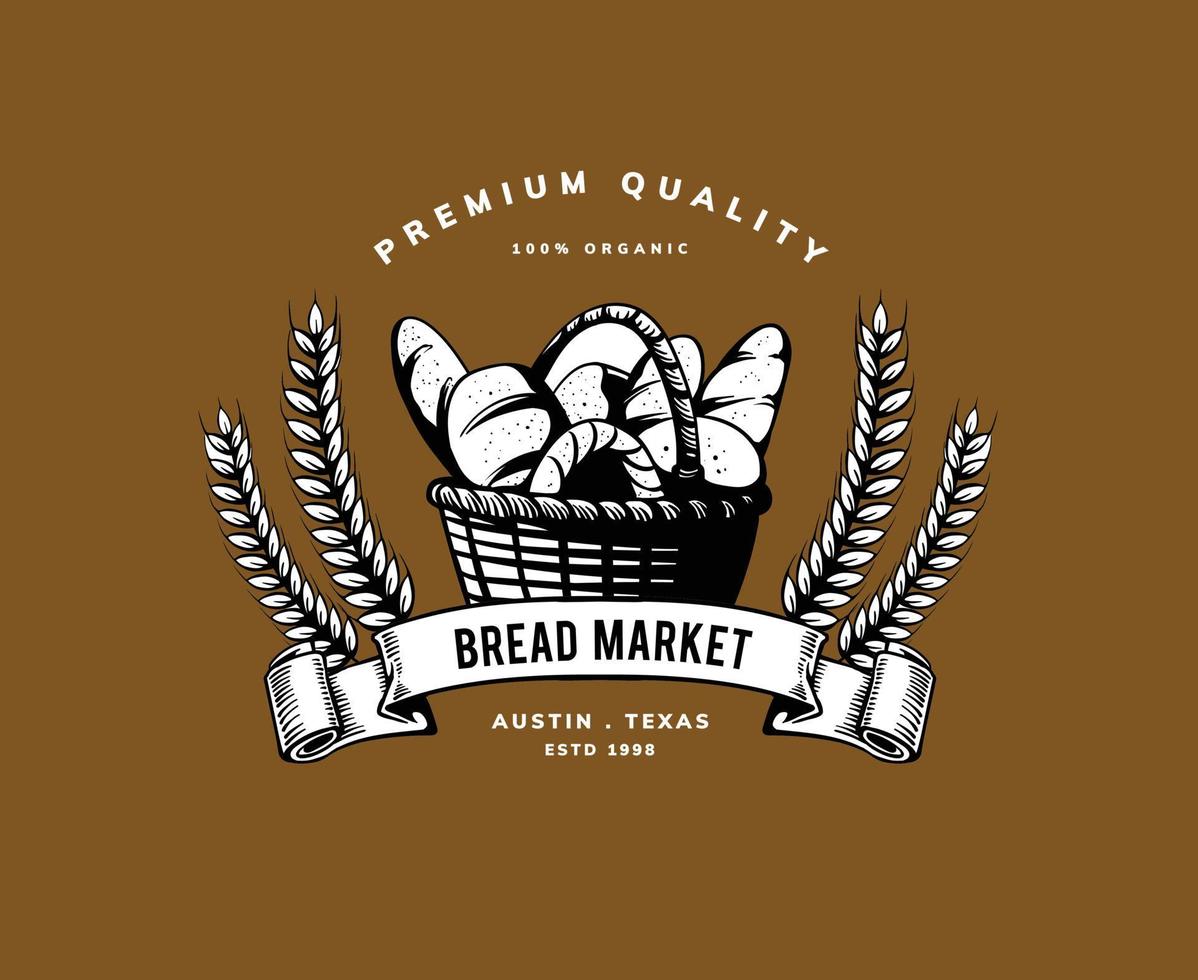 vintage brot und bäckerei set logo vektor