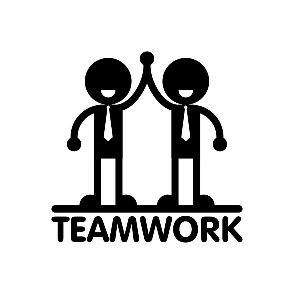 Silhouette von zwei Geschäftsleuten, die in Teamarbeit erfolgreich sind, für ein Firmenlogo oder Symbol vektor