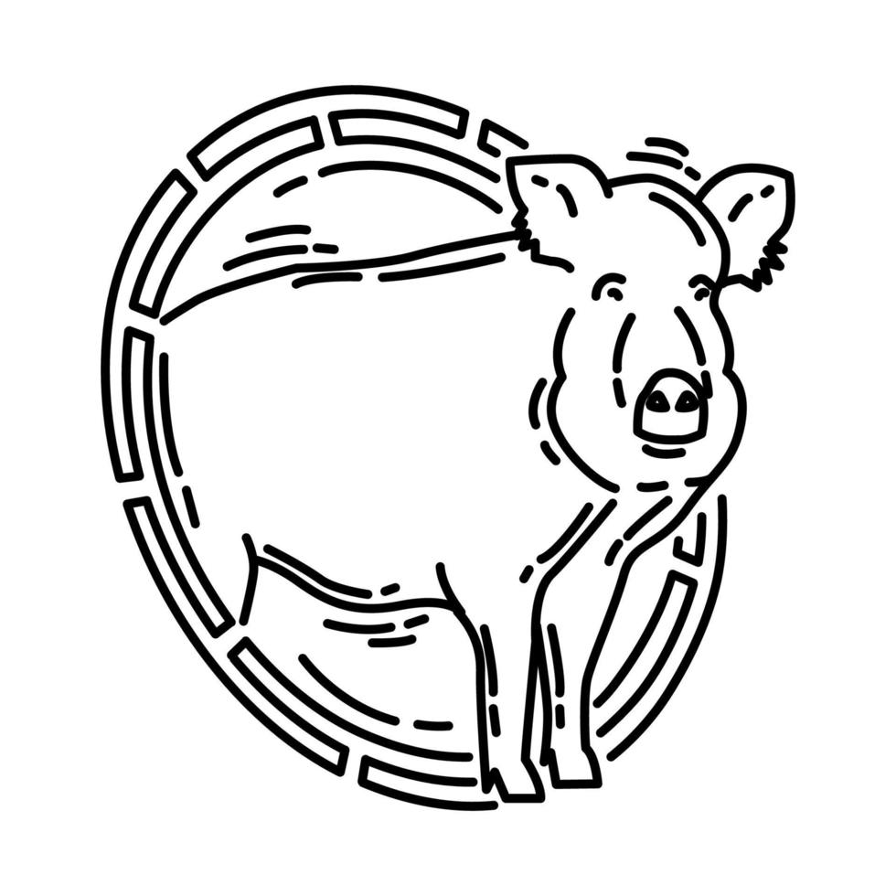 Symbol für Wildschwein-Feng-Shui-Symbole. Gekritzel handgezeichnet oder Umriss-Icon-Stil. vektor