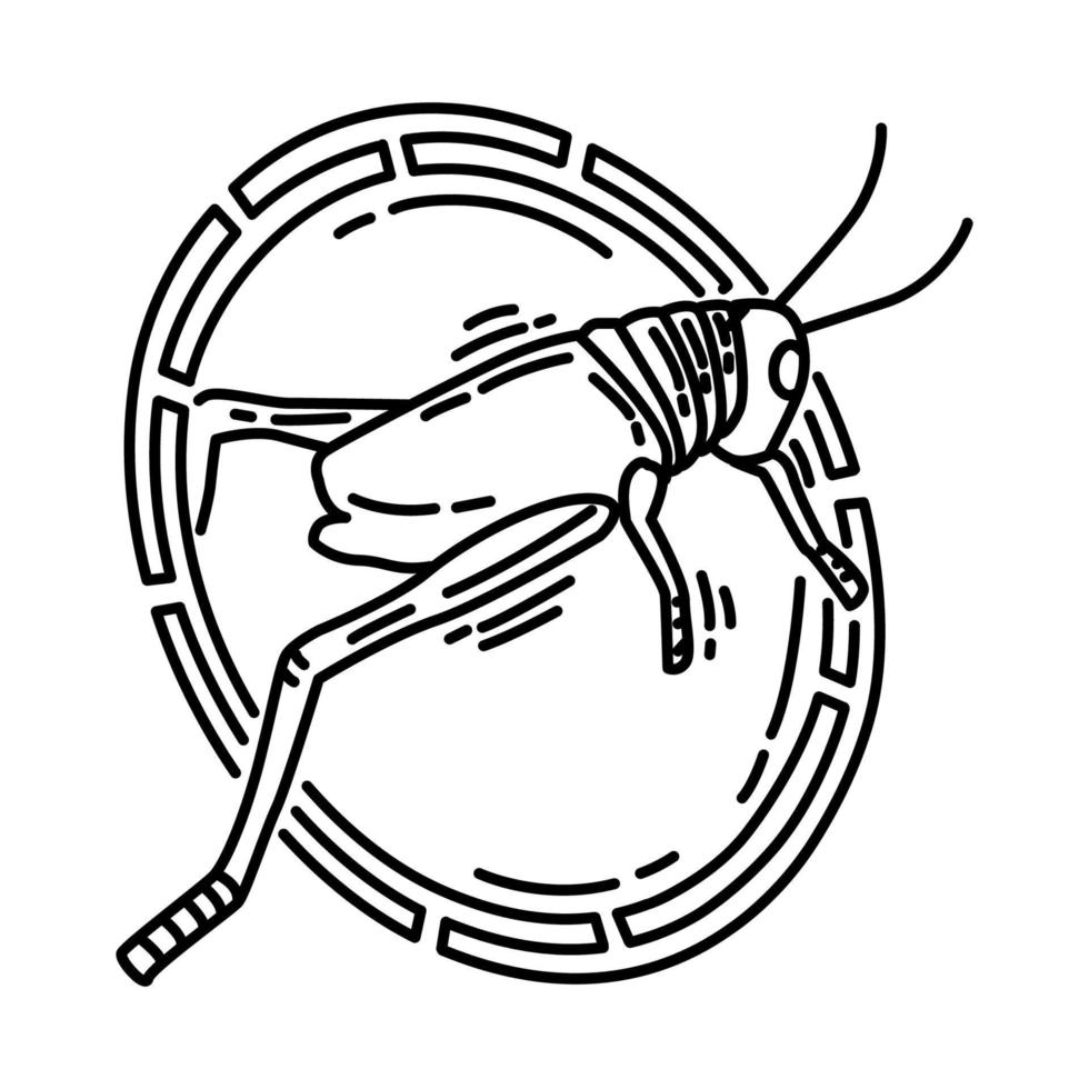cricket feng shui symboler ikon. doodle handritad eller disposition ikon stil. vektor