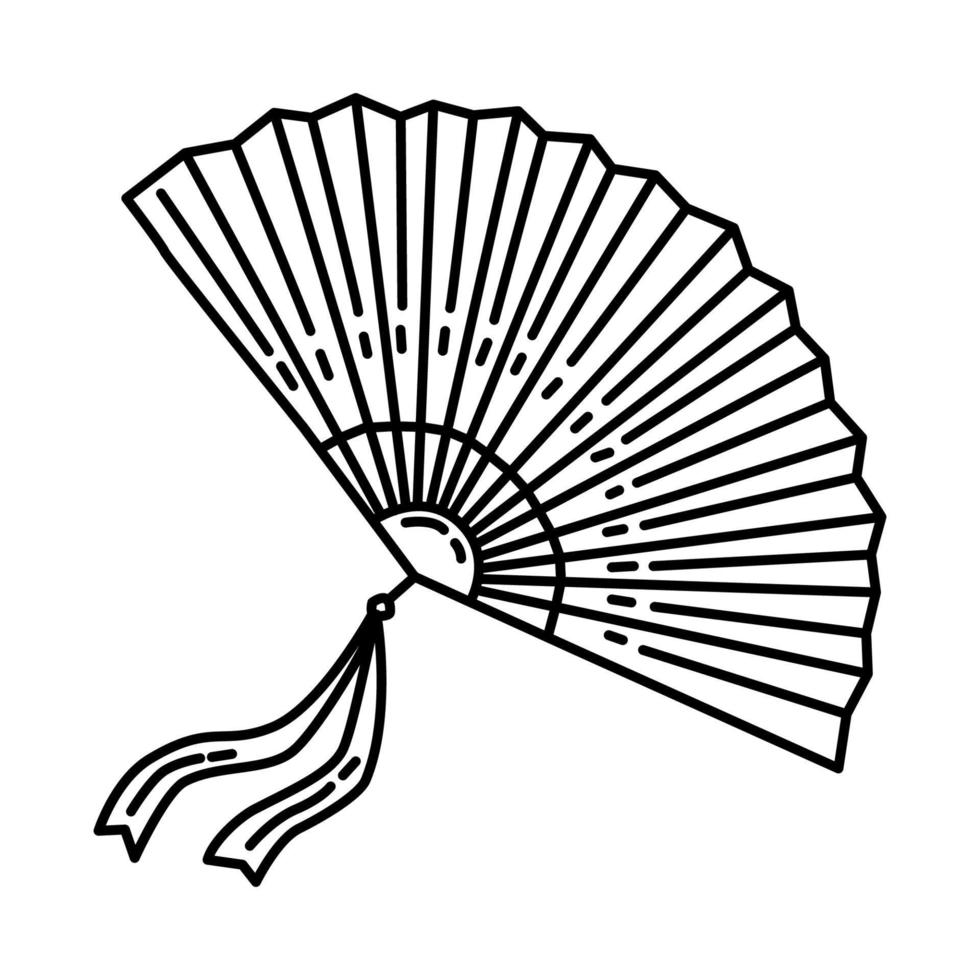kinesisk fläktikon. doodle handritad eller disposition ikon stil. vektor