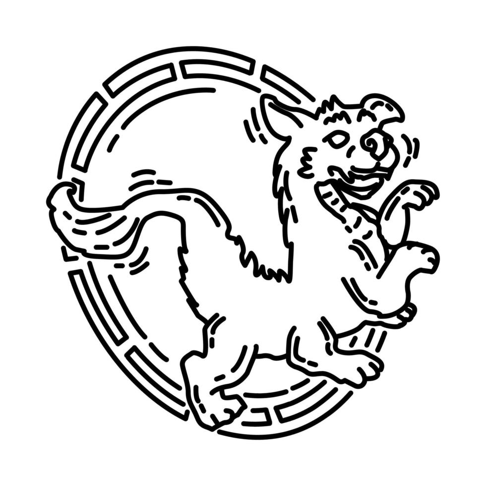 dragon feng shui symbolikon. doodle handritad eller disposition ikon stil. vektor