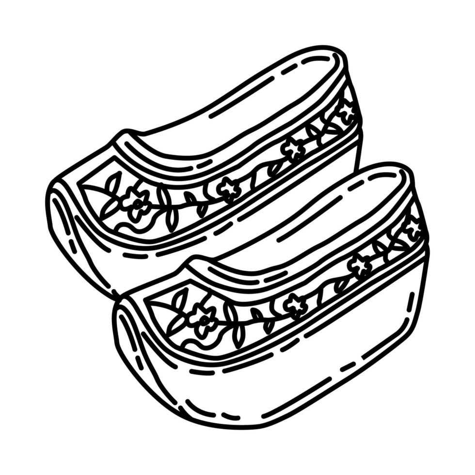 Symbol für Mandschu-Damenschuhe. Gekritzel handgezeichnet oder Umriss-Icon-Stil. vektor