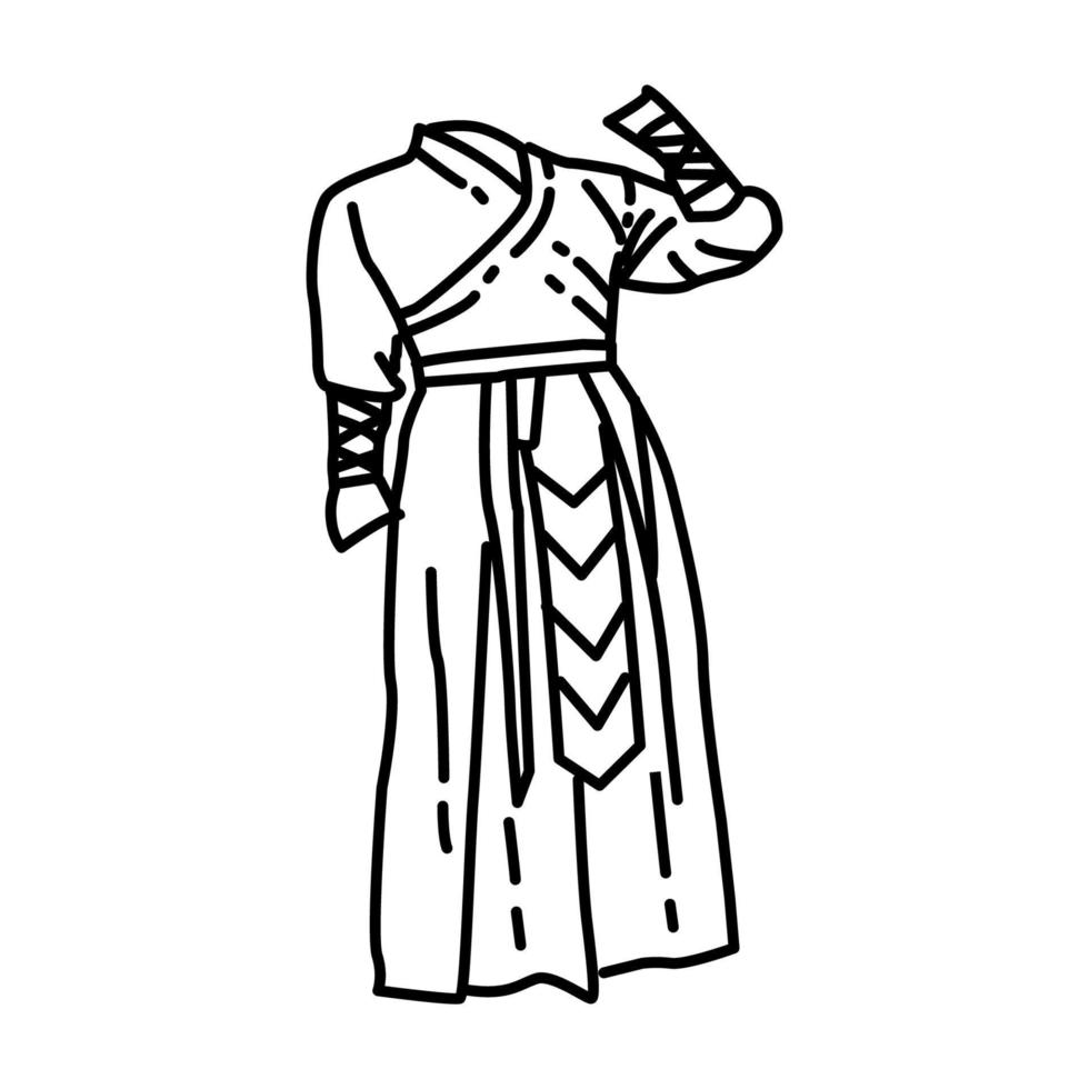 traditionelle chinesische männliche Outfit-Ikone. Gekritzel handgezeichnet oder Umriss-Icon-Stil. vektor