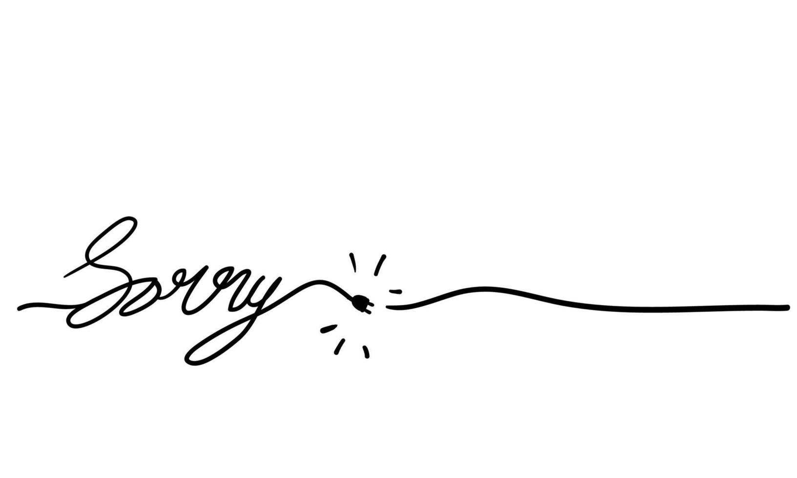 Handbeschriftung Entschuldigung mit durchgehender Linie Doodle handgezeichneter Vektor isolierter Hintergrund
