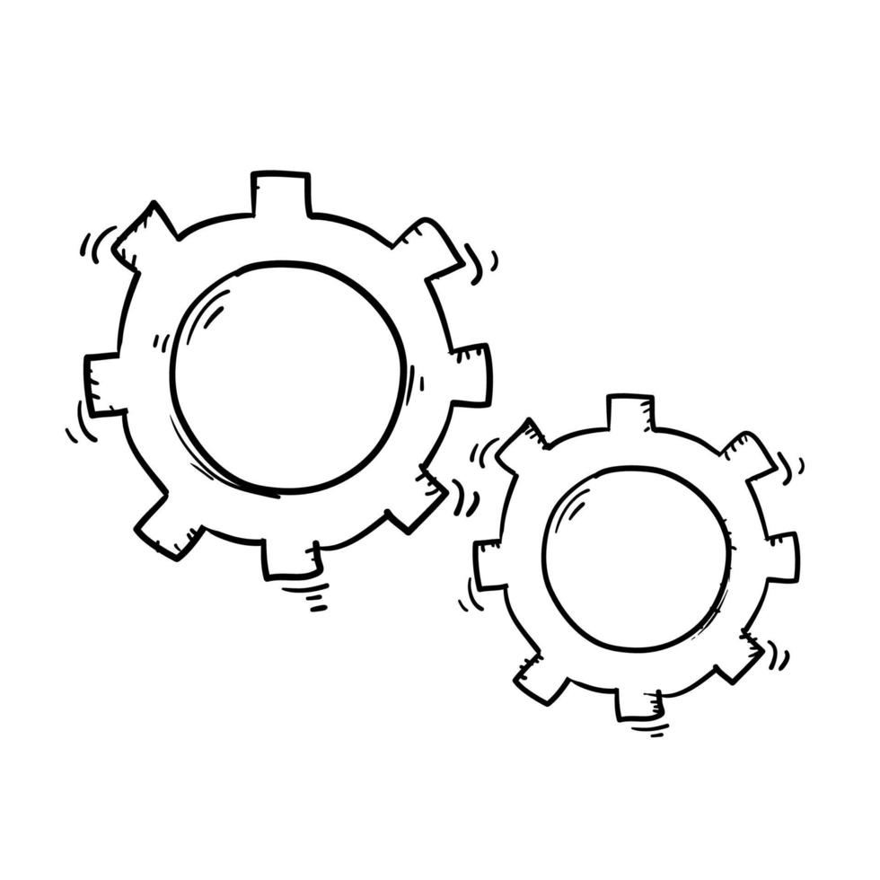 doodle gears illustration handritad stil vektor