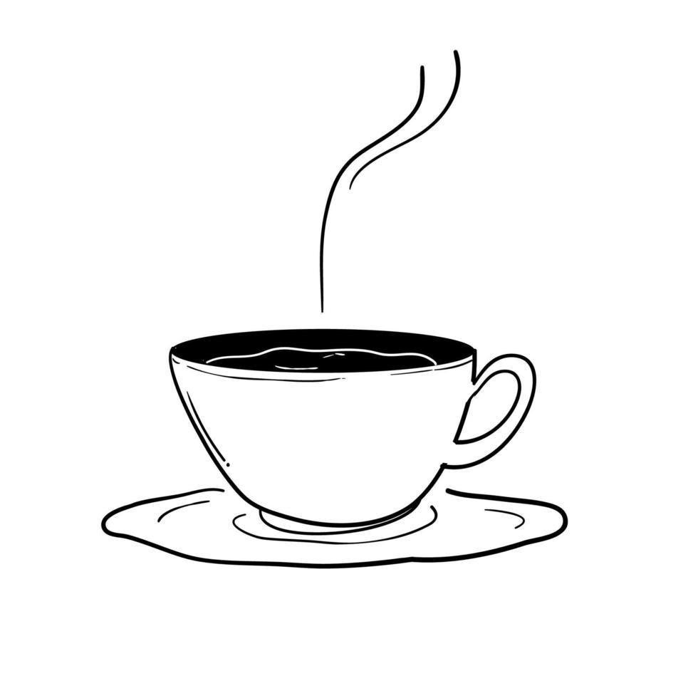 kopp kaffe illustration handritade doodle stil vektor