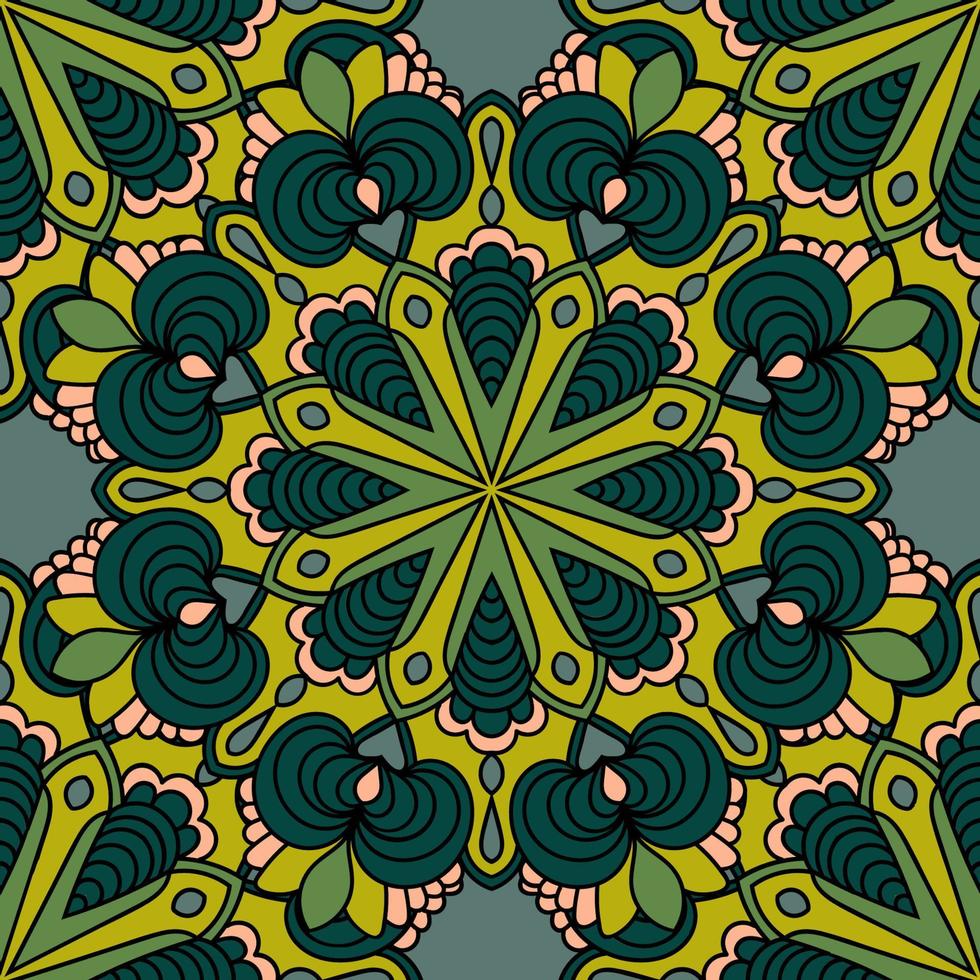 söta mandala kort. dekorativa runda doodle blomma isolerad på vit bakgrund. geometrisk dekorativ prydnad i etnisk orientalisk stil. vektor