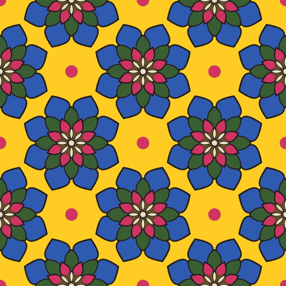 abstrakt sömlösa mönster med mandala blomma. mosaik, kakel. blommig bakgrund. vektor