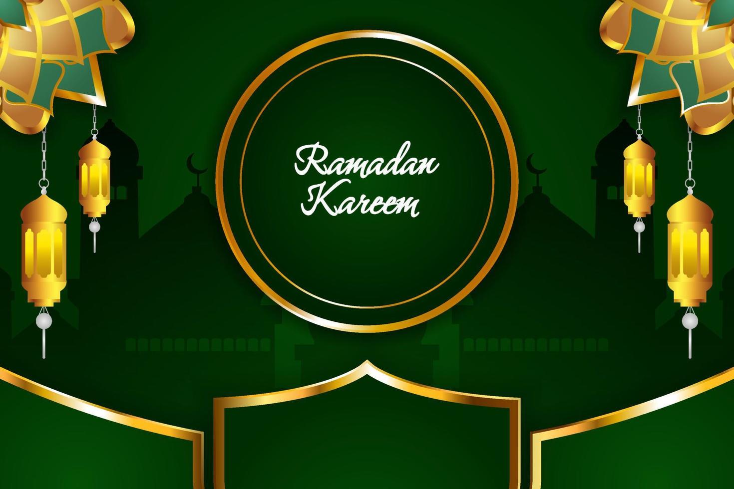 ramadan kareem islamischer hintergrund mit element und grüner farbe vektor