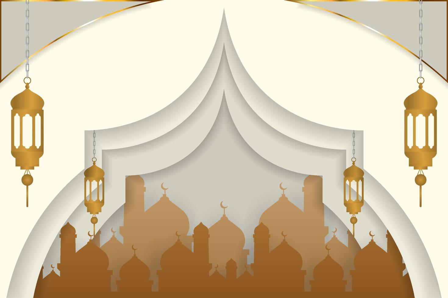 bakgrund ramadan kareem islamisk vit och brun färg med element vektor