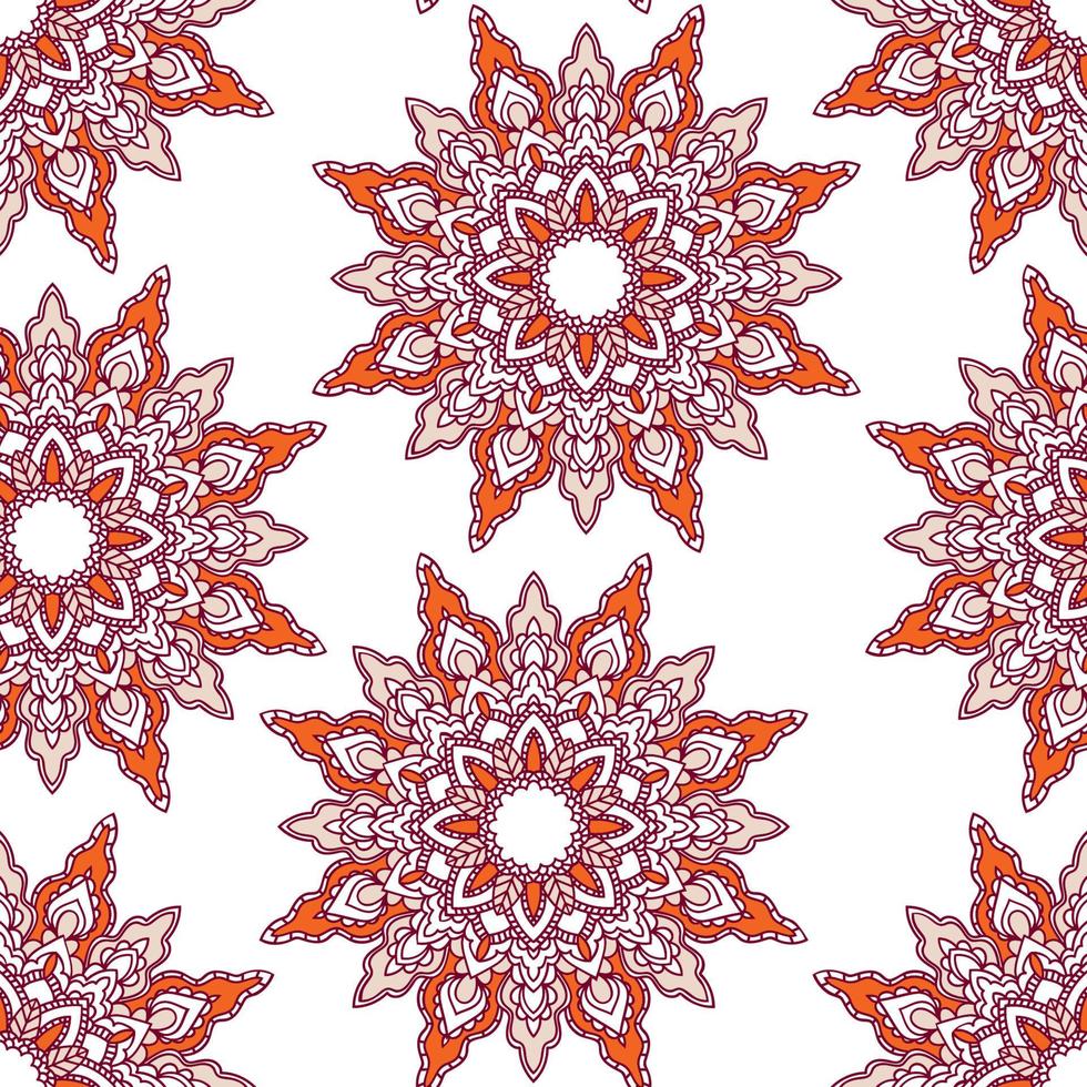 abstrakt sömlösa mönster med mandala blomma. mosaik, kakel, prickiga. blommig bakgrund. vektor