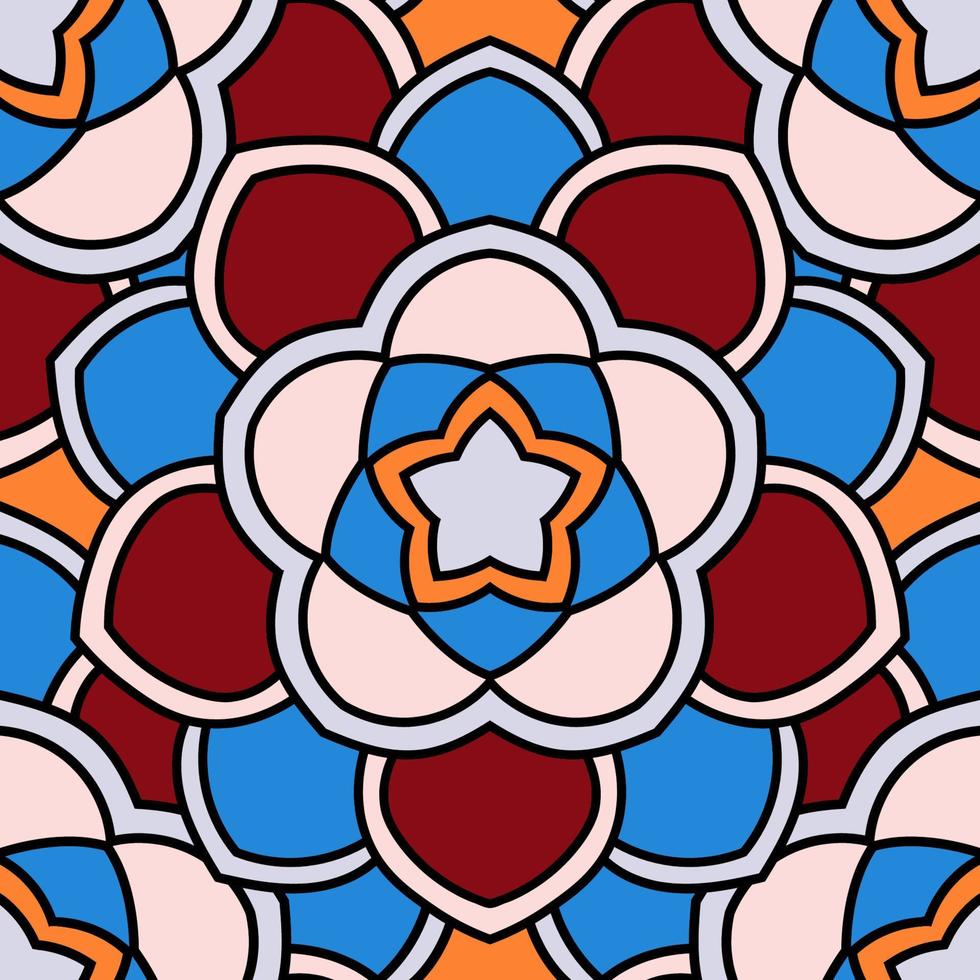 abstrakt sömlösa mönster med mandala blomma. mosaik, kakel. blommig bakgrund. vektor