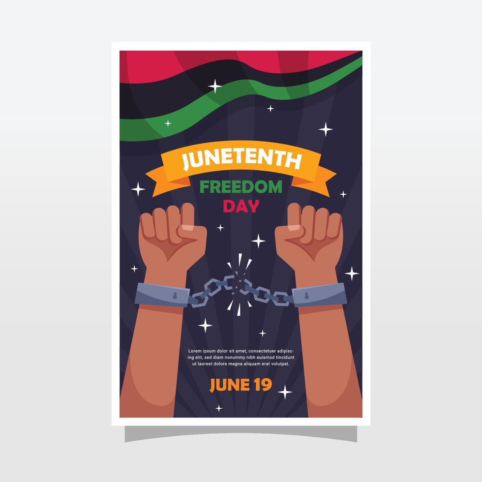 Junitent Freedom Day Flat Poster vektor