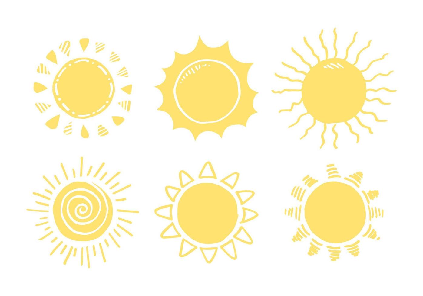 satz von doodle sun.design-elementen. Vektor-Illustration. vektor