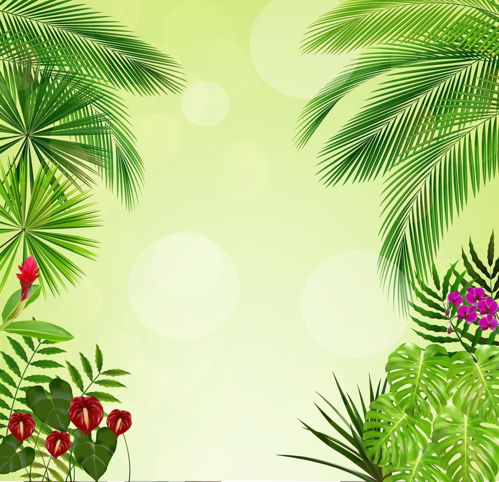 tropiskt blad blommönster bakgrund vektor