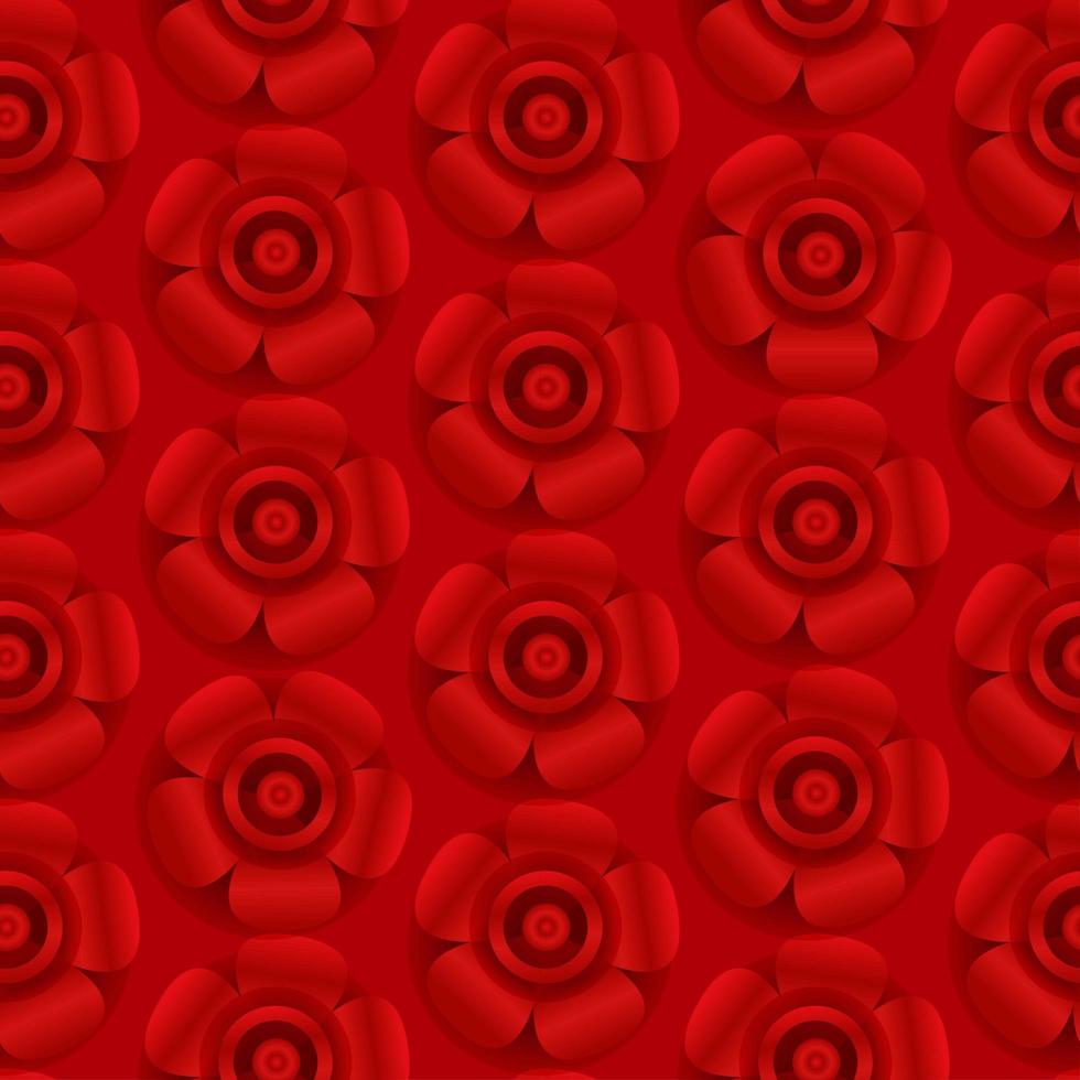 röd kinesisk bakgrund med 3d blomma seamless mönster för nyårsdekoration. våren blossom vektor bakgrund.