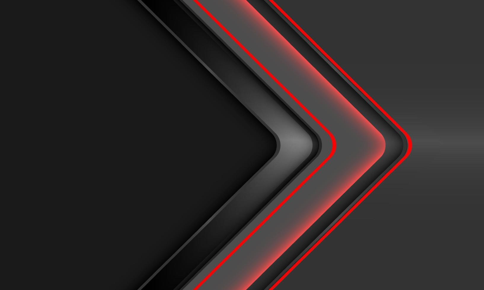 abstrakte rote Neonlichtpfeilrichtung geometrisch auf grauem metallischem Leerzeichendesign moderner futuristischer Hintergrundvektor vektor