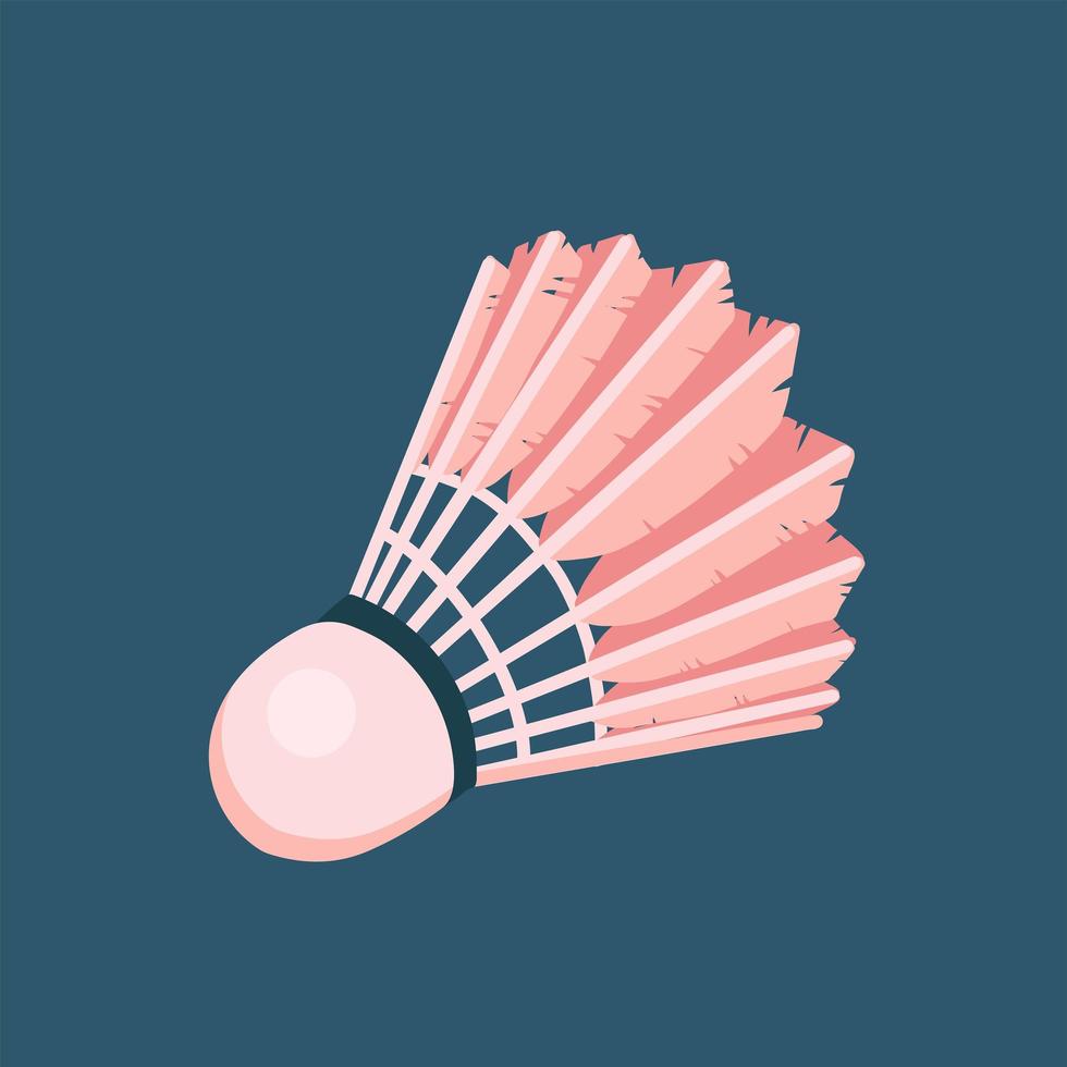 Ikone des Spielzeugfederballs für Badminton aus Vogelfedern im flachen Design mit Schatteneffekt. Vektor-Illustration. vektor