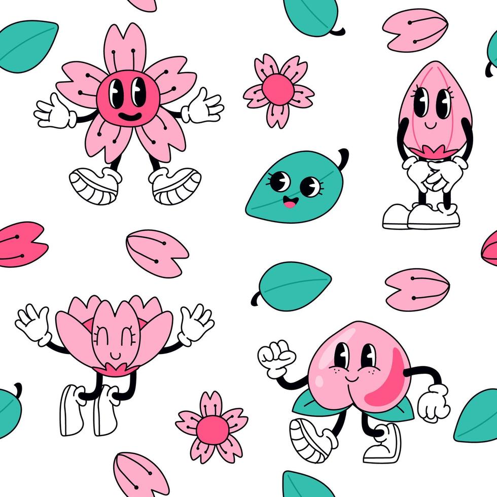 Cartoon-Kirschblütenmuster vektor